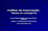 Análise de Associação: Tabelas de contingência Curso de Especialização em Pesquisa Clínica - FCMSCSP MÓDULO 3 – EPIDEMIOLOGIA E BIOESTATÍSTICA Profa. Ting.