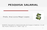1 PESQUISA SALARIAL Profa. Ana Lúcia Magri Lopes PONTES, Benedito R. Administração de Cargos e Salários. 11 ed. São Paulo: Editora LTr, 2005. Cap. 11.