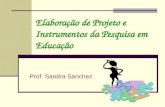 Elaboração de Projeto e Instrumentos da Pesquisa em Educação Prof. Sandra Sanchez.