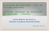 Lúcia Maria de Assis e Nelson Cardoso Amaral (UFG) (dezembro de 2013) Avaliação da Educação – Por um sistema nacional (Sistema nacional de avaliação da.