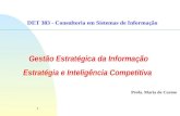 1 Gestão Estratégica da Informação Estratégia e Inteligência Competitiva Profa. Maria do Carmo DET 383 - Consultoria em Sistemas de Informação.