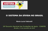 Maria Lucia Fattorelli 33º Encontro Nacional das Fundações de Apoio - CONFIES Brasília, 11 de novembro de 2015 O SISTEMA DA DÍVIDA NO BRASIL.