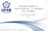 Pesquisando o território: a dengue em Ilhéus CC Vocacional Saúde Campus Jorge Amado 2015 Professora: Mª Helena M. Piza-Figueiredo.