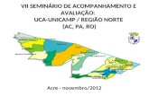 VII SEMINÁRIO DE ACOMPANHAMENTO E AVALIAÇÃO: UCA-UNICAMP / REGIÃO NORTE (AC, PA, RO) Acre - novembro/2012.