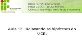 Aula 12 - Relaxando as hipóteses do MCRL DISCIPLINA: Econometria PROFESSOR: Bruno Moreira CURSO: Tecnólogo em Gestão Financeira.