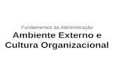 Fundamentos da Administração Ambiente Externo e Cultura Organizacional.