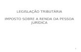 LEGISLAÇÃO TRIBUTÁRIA IMPOSTO SOBRE A RENDA DA PESSOA JURÍDICA 1.