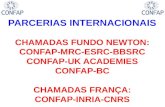 PARCERIAS INTERNACIONAIS CHAMADAS FUNDO NEWTON: CONFAP-MRC-ESRC-BBSRC CONFAP-UK ACADEMIES CONFAP-BC CHAMADAS FRANÇA: CONFAP-INRIA-CNRS.