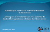 Dezembro de 2009. O IGS e o fortalecimento da Governança Social em MG Termo de Parceria Firmado em Outubro de 2007 entre o Governo do Estado de Minas.