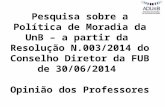 AGENDA Pesquisa sobre a Política de Moradia da UnB – a partir da Resolução N.003/2014 do Conselho Diretor da FUB de 30/06/2014 Opinião dos Professores.