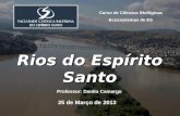 Curso de Ciências Biológicas Ecossistemas do ES Professor: Danilo Camargo 25 de Março de 2013 Rios do Espírito Santo.
