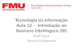 Tecnologia da informação Aula 12 – Introdução ao Business Intellingece (BI) Profº Erich Turma 6-A Noturno.