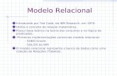Modelo Relacional Introduzido por Ted Codd, da IBM Research, em 1970. Utiliza o conceito de relação matemática. Possui base teórica na teoria dos conjuntos.