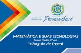 Matemática, 2º ano, Triângulo de Pascal MATEMÁTICA E SUAS TECNOLOGIAS Ensino Médio, 2º ano Triângulo de Pascal.