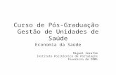 Curso de Pós-Graduação Gestão de Unidades de Saúde Economia da Saúde Miguel Serafim Instituto Politécnico de Portalegre Fevereiro de 2006.
