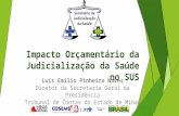 Impacto Orçamentário da Judicialização da Saúde no SUS Luís Emílio Pinheiro Naves Diretor da Secretaria Geral da Presidência Tribunal de Contas do Estado.