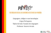 Linguagem, códigos e suas tecnologias Língua Portuguesa Tópico da Aula: Funções da Linguagem Professor: Socorro Arruda.
