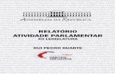 Relatório Atividade Parlamentar | XII Legislatura | Deputado Rui Pedro Duarte