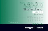 IOB - Calendário de Obrigações e Tabelas Práticas - Rio de Janeiro - Agosto/2016