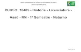 CURSO: 18405 - História - Licenciatura - Assú - RN - 1º Semestre ...