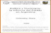 Política y burocracia: la reforma del Estado en Argentina Orlansky ...