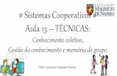 Sistemas Cooperativos Aula 13 - Técnicas (Conhecimento coletivo, Gestão do conhecimento e Memória de grupo)