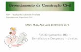 FSP - Faculdade Sudoeste Paulista · PDF filecustos diretos, uma vez que é exigido que os preços unitários de ... BDI – Benefícios e Despesas Indiretas em Obras e Serviços de