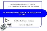 ELEMENTOS ORGÂNICOS DE MÁQUINAS II AT- · PDF fileDesenvolver projetos de componentes, ... SHIGLEY, J, E.: ... "Elementos de Maquinas", 2º Edição, Vol. 1, 2 e 3,
