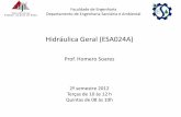 Hidráulica Geral (ESA024A) - ufjf.br · PDF fileNa rede de distribuição mostrada a seguir, determine os diâmetros, equilibre as vazões