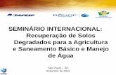 SEMINÁRIO INTERNACIONAL: Recuperação de Solos · PDF fileRecuperação de Solos Degradados para a Agricultura e Saneamento Básico e Manejo de Água São Paulo –SP ... 30 % dos