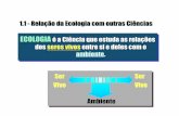 ECOLOGIA é a Ciência que estuda as relações dos seres ... · PDF file1.1 -Rela ção da Ecologia com outras Ciências Ser Vivo Ser Vivo Ambiente ECOLOGIA é a Ciência que estuda