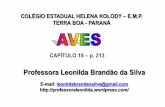 Professora Leonilda Brandão da Silva · PDF fileração. As aves apresentam um co-ração com quatro cavida-des, o que significa que a circulação é dupla e com-pleta. Essa