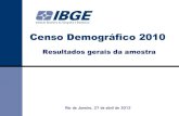 Censo Demográfico 2010 - IBGE · Censo Demográfico 2010 Resultados gerais da amostra Rio de Janeiro, 27 de abril de 2012