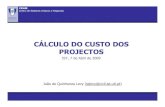 custo projectos (IV) - Técnico Lisboa - Autenticação · • GT = GDD + GDP + GI • GI = x% GDP numa primeira aproximação x=100% • GT = GDD + 2 GDP ... Centro de Sistemas Urbanos