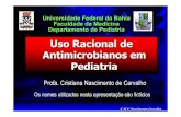 Uso Racional de Antimicrobianos em Pediatria · Antimicrobianos em PediatriaAntimicrobianos em Pediatria AON: G1 P1, PSNV a termo, Apgar 9, 10, peso 3.220gr. AA: LM até os dias atuais;
