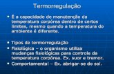 Termorregulação - ufpa.br · Os mecanismos termorreguladores de ectotermos estão baseados em baixas taxas metabólicas, pequeno isolamento térmico e trocas rápidas de calor com