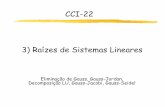 3) Raízes de Sistemas Lineares - comp.ita.brpauloac/cci22/cci22-cap3.pdf · Eliminação de Gauss, Gauss-Jordan, Decomposição LU, Gauss-Jacobi, Gauss-Seidel. CCICCI--2222 Introdução