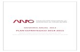 MEMORIA ANUAL 2013 - anac.com.esanac.com.es/.../02/Memoria-anual-ANAC-2013-y-Plan-Estrategico-201… · PLAN ESTRATEGICO 2014-2015 Registrada en Registro Nacional de Asociaciones