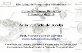 Aula 2: Ciclo de Krebs - UNESP: Câmpus de Jaboticabal · Disciplina de Bioquímica Metabólica Curso de Ciências Biológicas 2º Semestre de 2018 Aula 2: Ciclo de Krebs Prof. Marcos