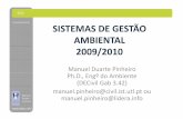 SISTEMAS DE GESTÃO AMBIENTAL 2009/2010 · Agenda 21, ISO 14001, ... SGA Crescimento vs Desenvolvimento vs Sustentabilidade Enquadramento Manuel Duarte Pinheiro . SGA Desenvolvimento