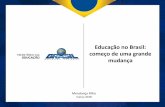 Educação no Brasil: começo de uma grande mudança · Educação no Brasil: começo de uma grande mudança Mendonça Filho março 2018. Investimento em Educação x PIB no Brasil