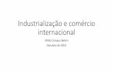Industrialização e comércio internacional · internacional IFMG Campus Betim Outubro de 2015 •Como eram feitos os produtos no ano de 1.700? •Artesanato e manufatura. •O que