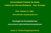 Universidade Federal de Goiás - ecoevol.ufg.br · - mudanças vento, chuvas e correntes marinhas - produtividade em alguns locais, em outras - extinções de espécies (e.g. extinções