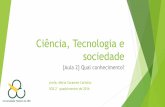 Ciência, Tecnologia e sociedade · Sociologia do conhecimento França Durkheim: categorias elementares de pensamento > categorias cognitivas, mas de origem social que são projetadas