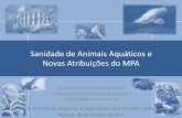 Sanidade de Animais Aquáticos e Novas Atribuições do MPA · •produção de moluscos bivalves; •ranicultura, etc. –Ampliar escopo de testes diagnósticos na rede oficial de