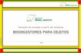 Geração de energia a partir de resíduos BIODIGESTORES PARA DEJETOS · 2014-12-05 · Maior difusão no tratamento de dejetos de suinos, mas também utilizado com outros resíduos