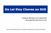 Da Lei Eloy Chaves ao SUS - ensp.fiocruz.br · Brasilia, 1990 –lei 8080 e 8142. A Saúde no século XIX • No início do século (1808) - projeto de institucionalização do setor