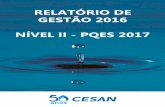 RELATÓRIO DE GESTÃO 2016 NÍVEL II - PQES 2017 · Estações de Tratamento de Água; Reservatórios, Elevatórias e Redes de Água, Estações de Tratamento de Esgoto, Elevatórias