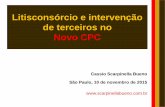 Litisconsórcio e intervenção de terceiros no Novo CPCapoioajustica.com.br/WebSite/pdf/Palestra_Int_Terceiros.pdfNovo CPC Cassio Scarpinella Bueno São Paulo, 10 de novembro de 2015