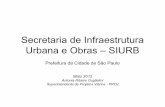 Secretaria de Infraestrutura Urbana e Obras – SIURB · –Gerenciar os equipamentos de infraestrutura urbana nas vias •Cadastro único e digital de redes –Prevenção de danos